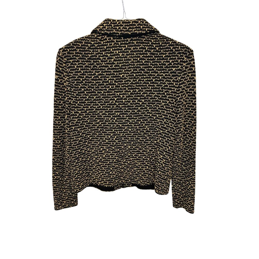 Vintage St. John Collection Black Cream Santana Knit Zip Jacket Sz 4 Old Money - Picture 4 of 4